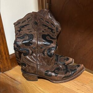 Brown and Black Western Boots